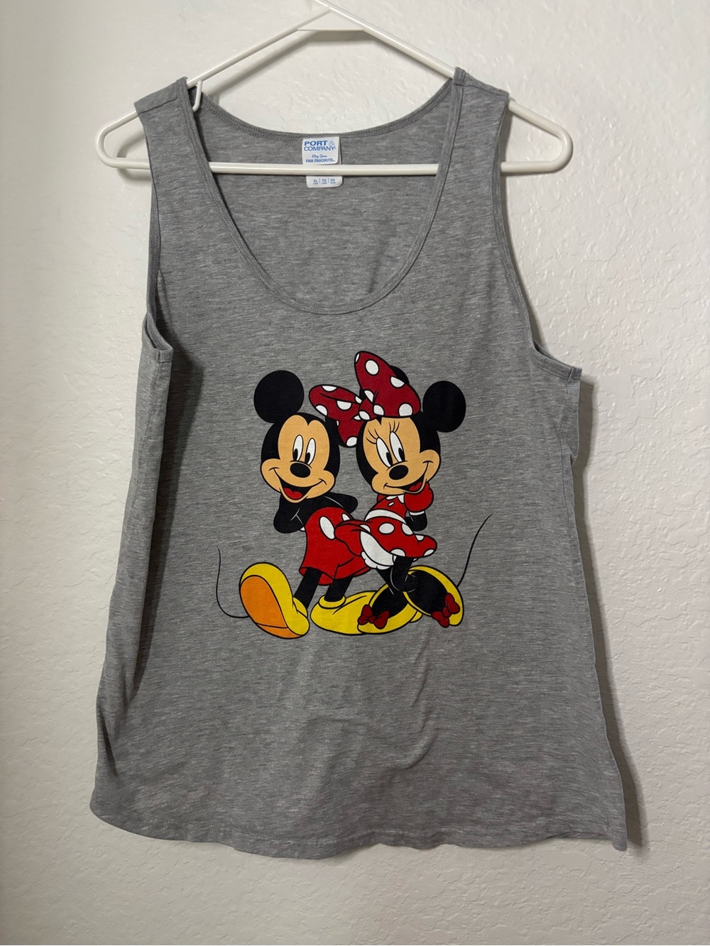 Disney Gray Tank Top with Minnie & Mickey Graphic